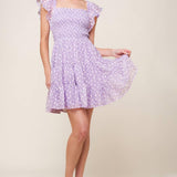 PLAYFULLY POSH LAVENDER WOVEN MINI DRESS