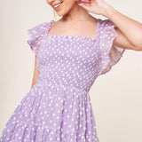 PLAYFULLY POSH LAVENDER WOVEN MINI DRESS