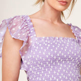 PLAYFULLY POSH LAVENDER WOVEN MINI DRESS