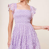 PLAYFULLY POSH LAVENDER WOVEN MINI DRESS