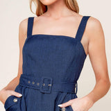 RAULAND NAVY WOVEN MIDI DRESS
