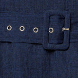 RAULAND NAVY WOVEN MIDI DRESS