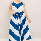 RADIANT HEART NAVY WOVEN MIDI DRESS