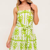 SUNDOWN CHARM GREEN WOVEN MINI DRESS