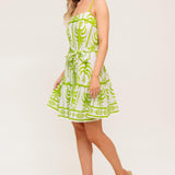 SUNDOWN CHARM GREEN WOVEN MINI DRESS