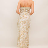 BOHO TROPIC DRAPE WOVEN MIDI DRESS