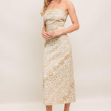 BOHO TROPIC DRAPE WOVEN MIDI DRESS