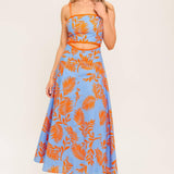 APRICOT SUNSET WOVEN MIDI DRESS