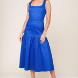 PLEASANT DREAMS BLUE WOVEN MIDI DRESS