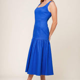 PLEASANT DREAMS BLUE WOVEN MIDI DRESS