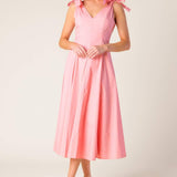 ON THE RIGHT TRACK PEACH WOVEN MIDI DRESS