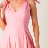 ON THE RIGHT TRACK PEACH WOVEN MIDI DRESS