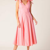 ON THE RIGHT TRACK PEACH WOVEN MIDI DRESS