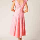 ON THE RIGHT TRACK PEACH WOVEN MIDI DRESS