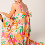 BON VOYAGE PINK ORANGE WOVEN MAXI DRESS