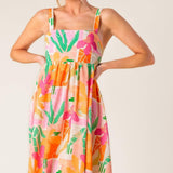 BON VOYAGE PINK ORANGE WOVEN MAXI DRESS