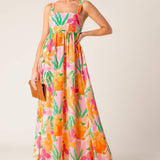 BON VOYAGE PINK ORANGE WOVEN MAXI DRESS
