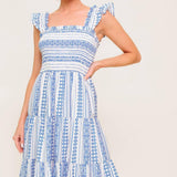 MIDSUMMER PETALS WOVEN MIDI DRESS