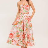 BLUSHING DAWN PINK WOVEN MIDI DRESS