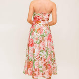BLUSHING DAWN PINK WOVEN MIDI DRESS