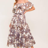 LILY GARDEN LAVENDER WOVEN MIDI DRESS