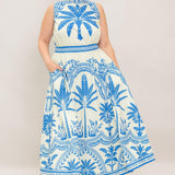 OCEAN PETALS WOVEN MIDI DRESS