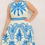 OCEAN PETALS WOVEN MIDI DRESS