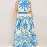 OCEAN PETALS WOVEN MIDI DRESS