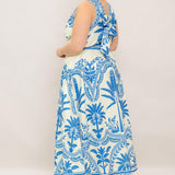 OCEAN PETALS WOVEN MIDI DRESS