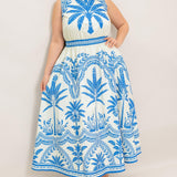 OCEAN PETALS WOVEN MIDI DRESS