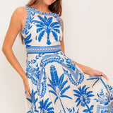 OCEAN PETALS WOVEN MIDI DRESS