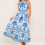 OCEAN PETALS WOVEN MIDI DRESS