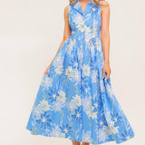FERN WHISPER BLUE WOVEN MIDI DRESS