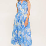 FERN WHISPER BLUE WOVEN MIDI DRESS