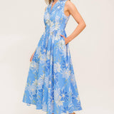 FERN WHISPER BLUE WOVEN MIDI DRESS