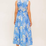 FERN WHISPER BLUE WOVEN MIDI DRESS