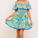 COASTAL LOVE SAGE BLUE WOVEN MINI DRESS