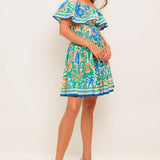 COASTAL LOVE SAGE BLUE WOVEN MINI DRESS