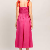 EVENING DELIGHTS FUCHSIA WOVEN MIDI DRESS