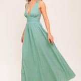 SUNSHINE ON MY MIND SAGE WOVEN MAXI DRESS