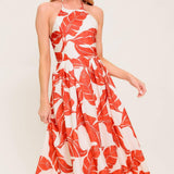 FIRST GLANCE RED WOVEN MIDI DRESS