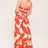 FIRST GLANCE RED WOVEN MIDI DRESS