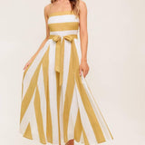SOFT HORIZON TAUPE WOVEN MIDI DRESS