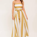 SOFT HORIZON TAUPE WOVEN MIDI DRESS