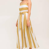 SOFT HORIZON TAUPE WOVEN MIDI DRESS