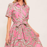 SWEET CAMELLIA PINK WOVEN MIDI DRESS