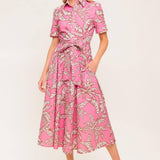 SWEET CAMELLIA PINK WOVEN MIDI DRESS