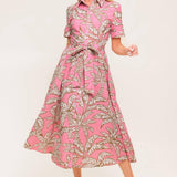 SWEET CAMELLIA PINK WOVEN MIDI DRESS