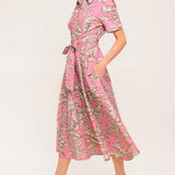 SWEET CAMELLIA PINK WOVEN MIDI DRESS