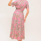 SWEET CAMELLIA PINK WOVEN MIDI DRESS